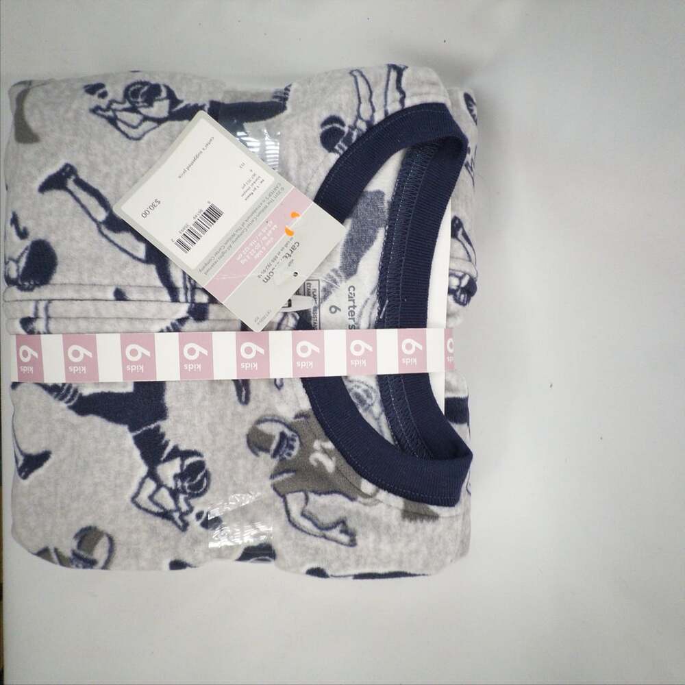 Carter's Size 6 Kids Football Blanket Sleeper Gray Navy Blue